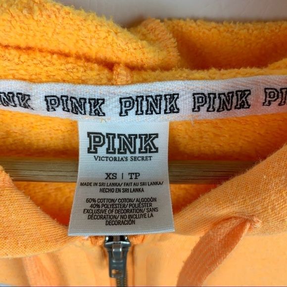 PINK Orange Zip Up Sweatshirt Jacket Size XS - Picture 5 of 8